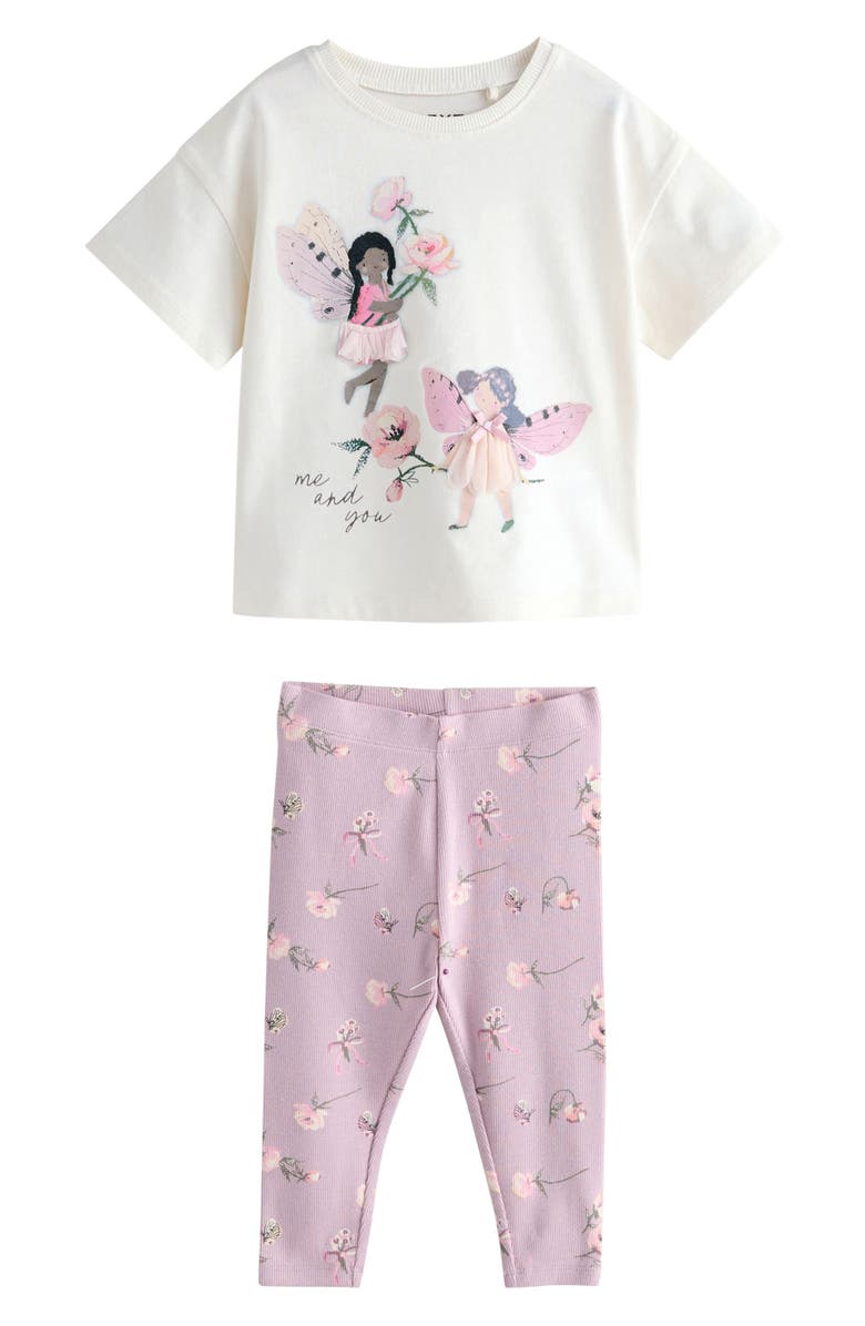 NEXT Kids' Fairy Appliqué Top & Leggings Set, Main, color, Neutral