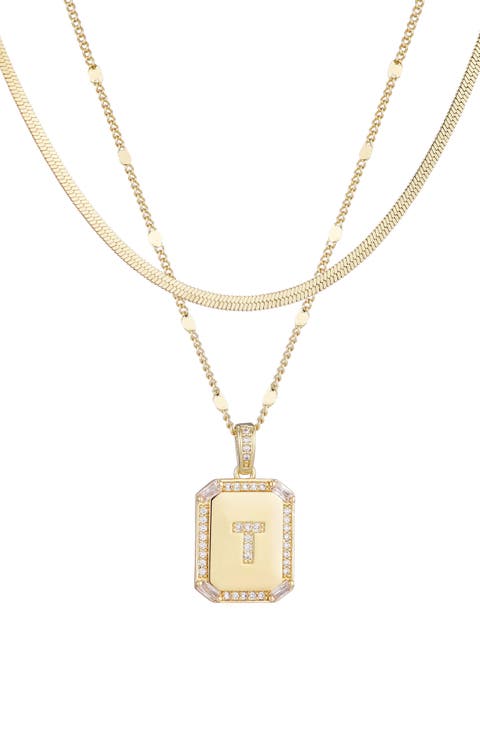 Initial Tag Pendant Necklace