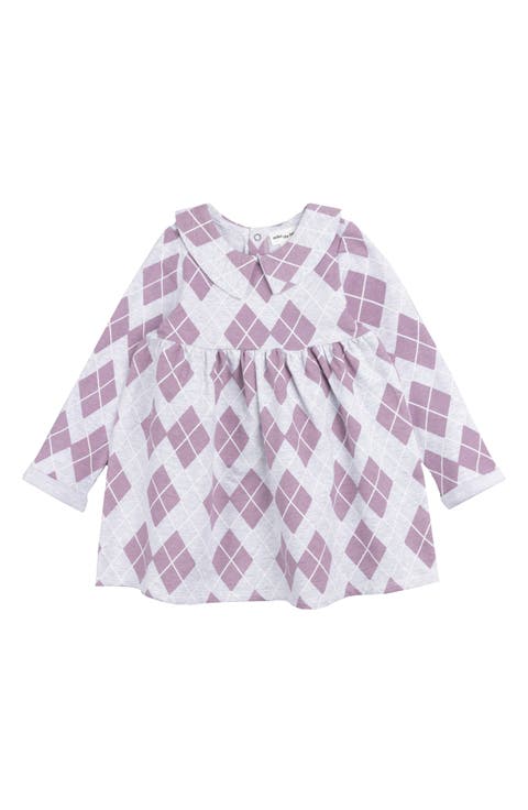 Elderberry Argyle Print Fleece Dress