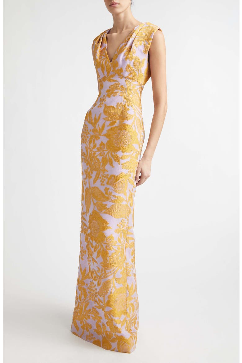 Floral Brocade Gown, Main, color, PEONY MULTI
