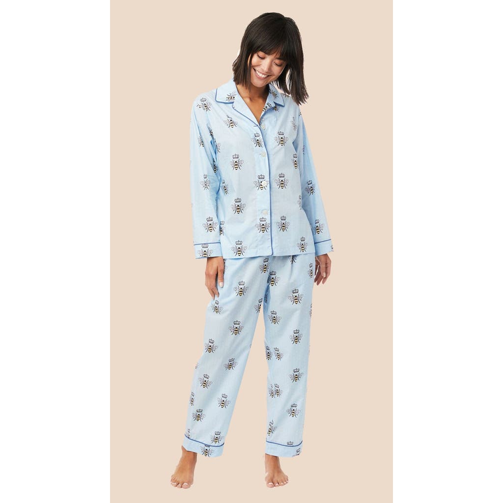 The Cat's Pajamas Luxe Pima Pajama Set Conversational In Blue