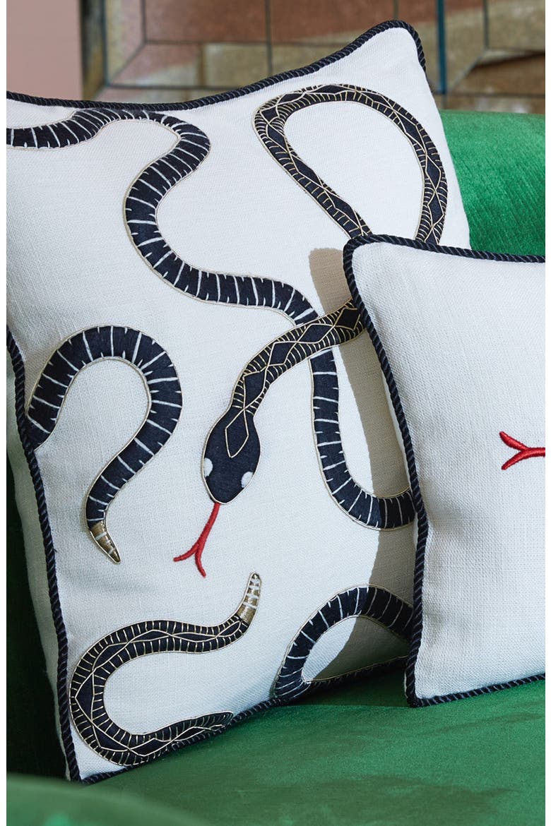 Eden Embroidered Pillow, Alternate, color, Black