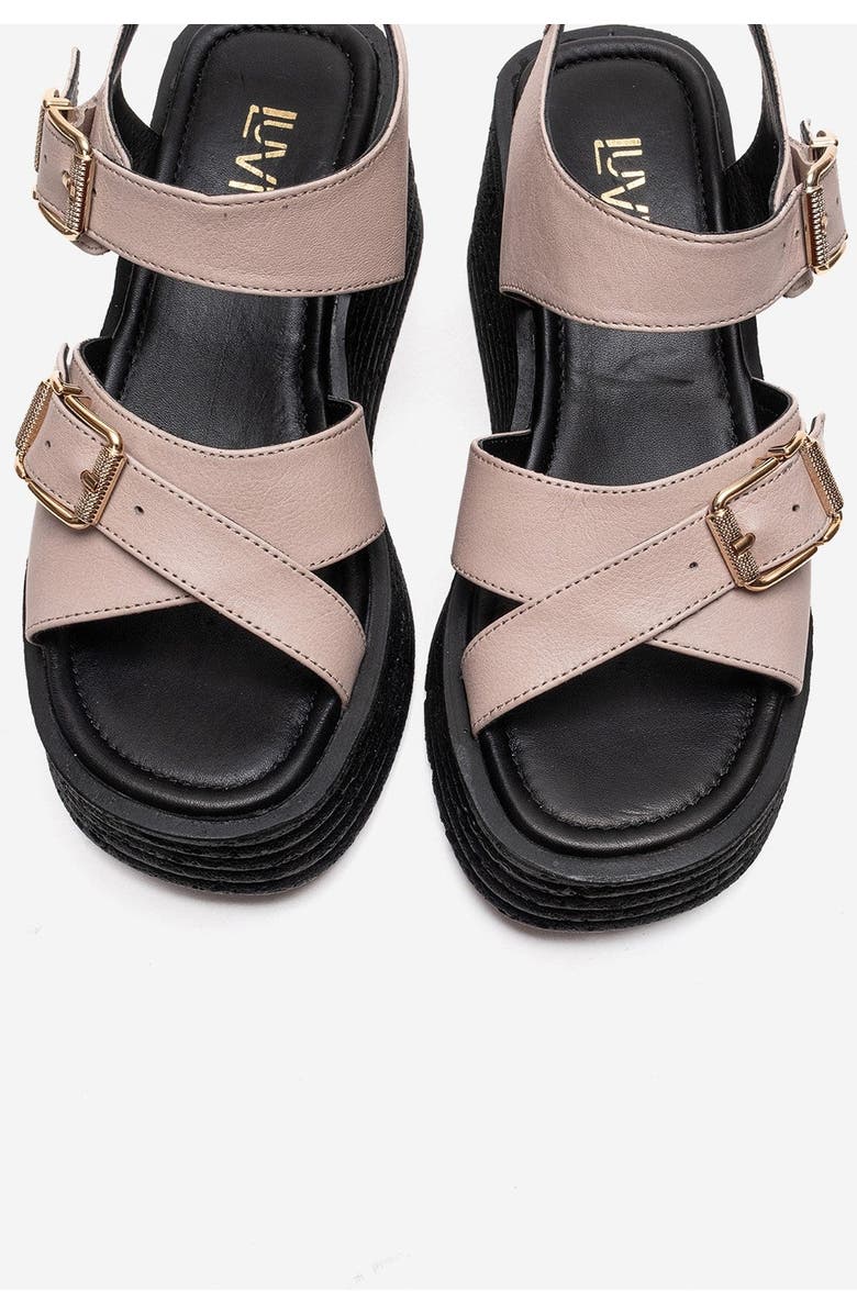 Forever & Always Shoes Mirette Leather Platform Sandal, Alternate, color, Off-White