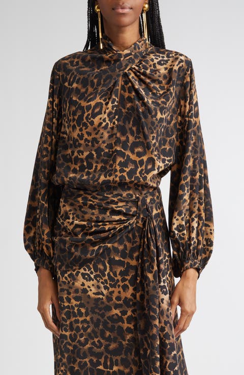 Intricate Islands Leopard Print Silk Top