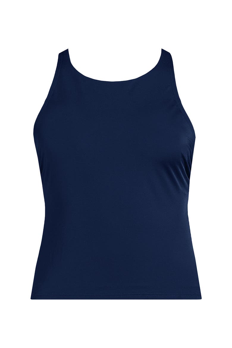 Tugless High Neck Strappy Back Tankini Top, Alternate, color, Deep Sea Navy