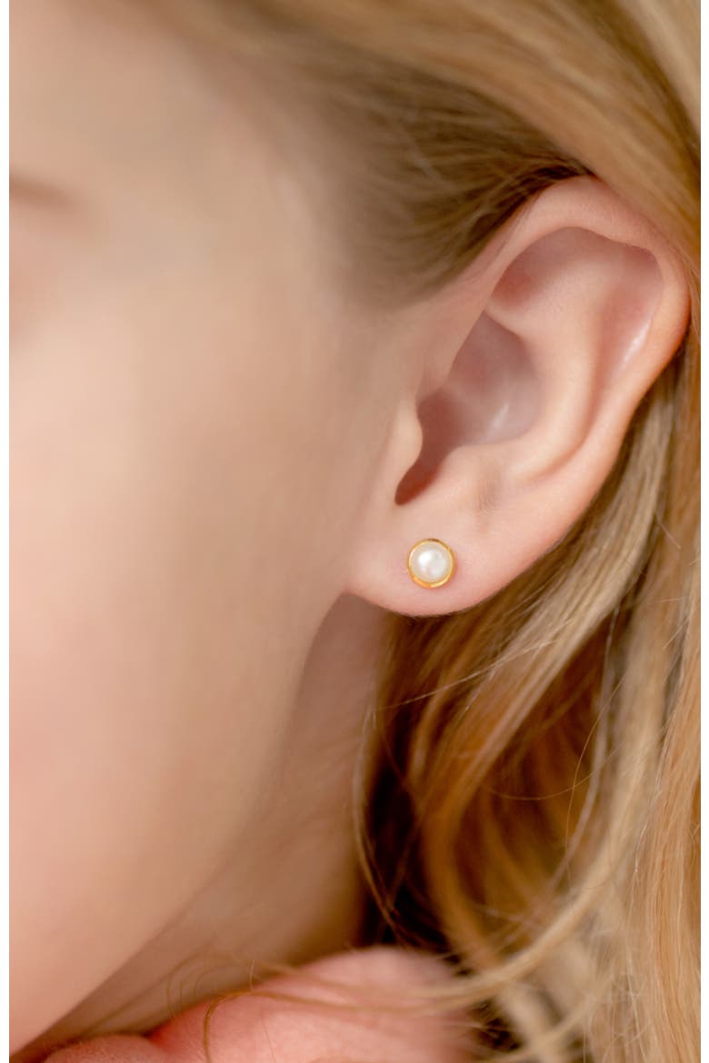 14k Cultured Pearl Earrings, Alternate, color, White