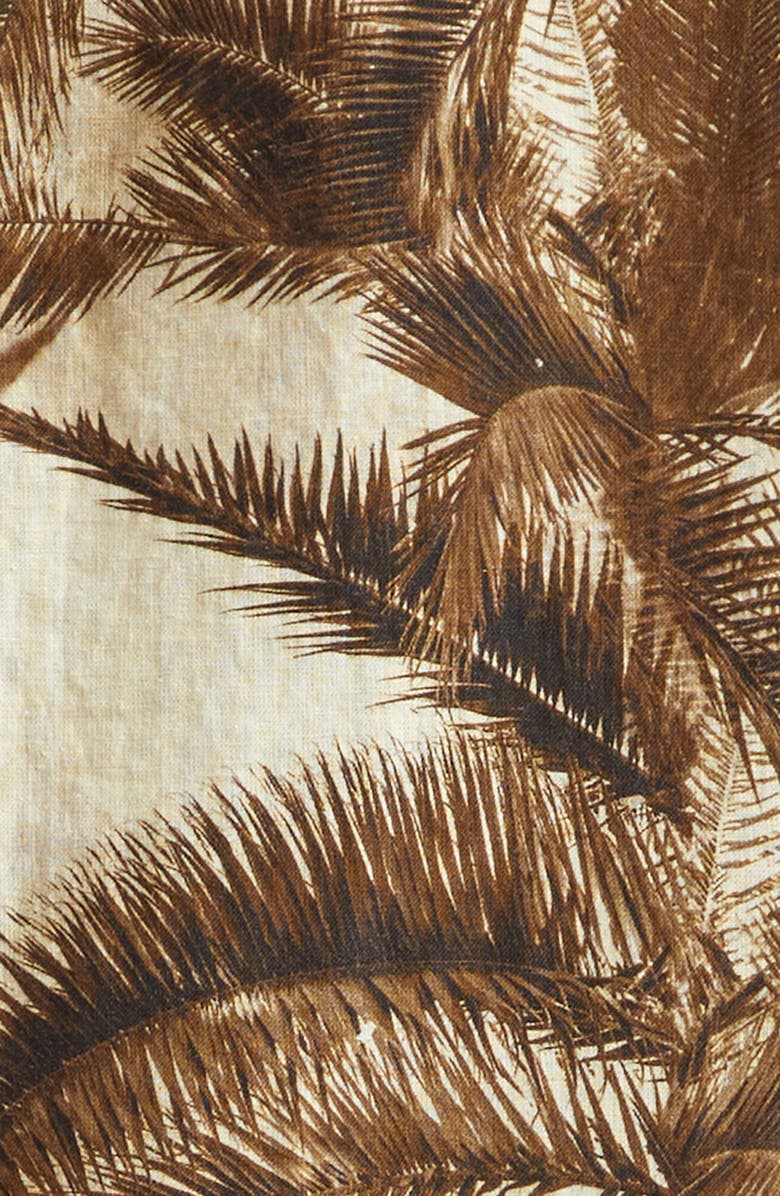 Moncler Cotton & Flax Camp Shirt, Alternate, color, Beige