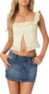 EDIKTED Ruffle Smocked Corset Cotton Crop Top