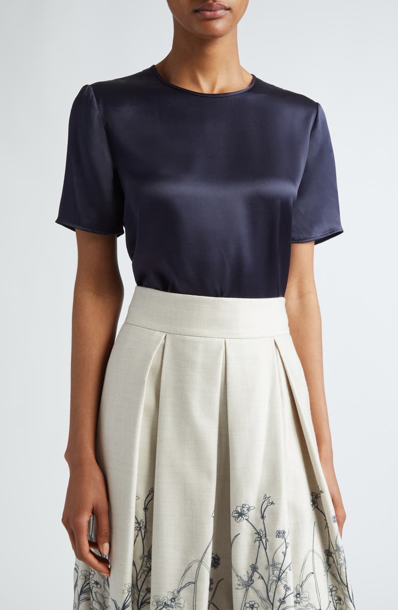Eleventy Short Sleeve Silk Top, Main, color, 