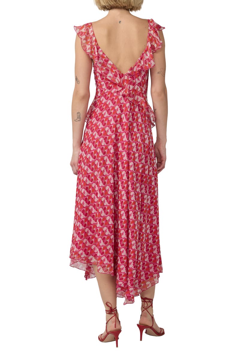 DVF Sloane Ruffle Trim Midi Dress, Alternate, color, Pop Link Mini Blondie Pink