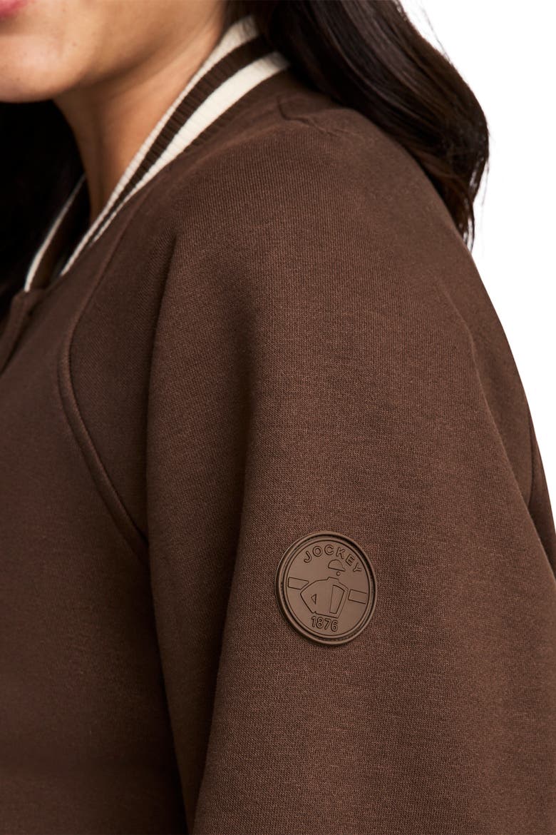 Women's Cotton Blend Varsity Jacket, Alternate, color, Walnut