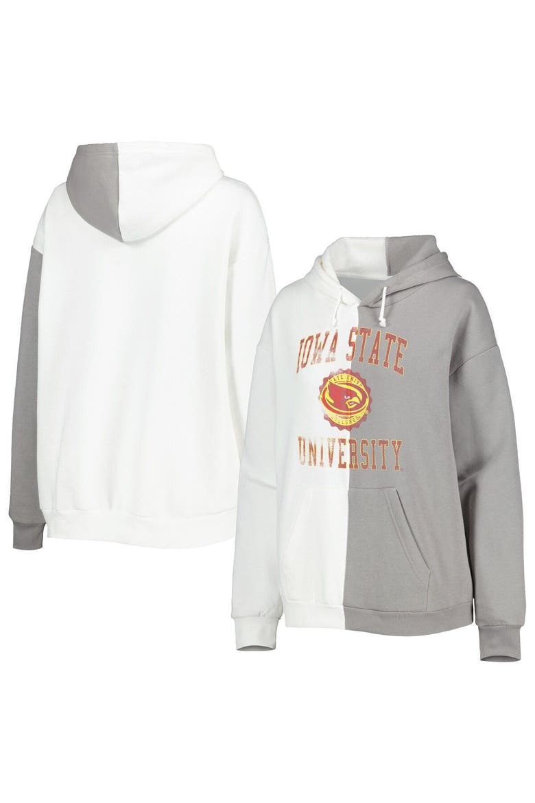 Women's Gameday Couture Gray/White Iowa State Cyclones Split Pullover Hoodie, Main, color, White