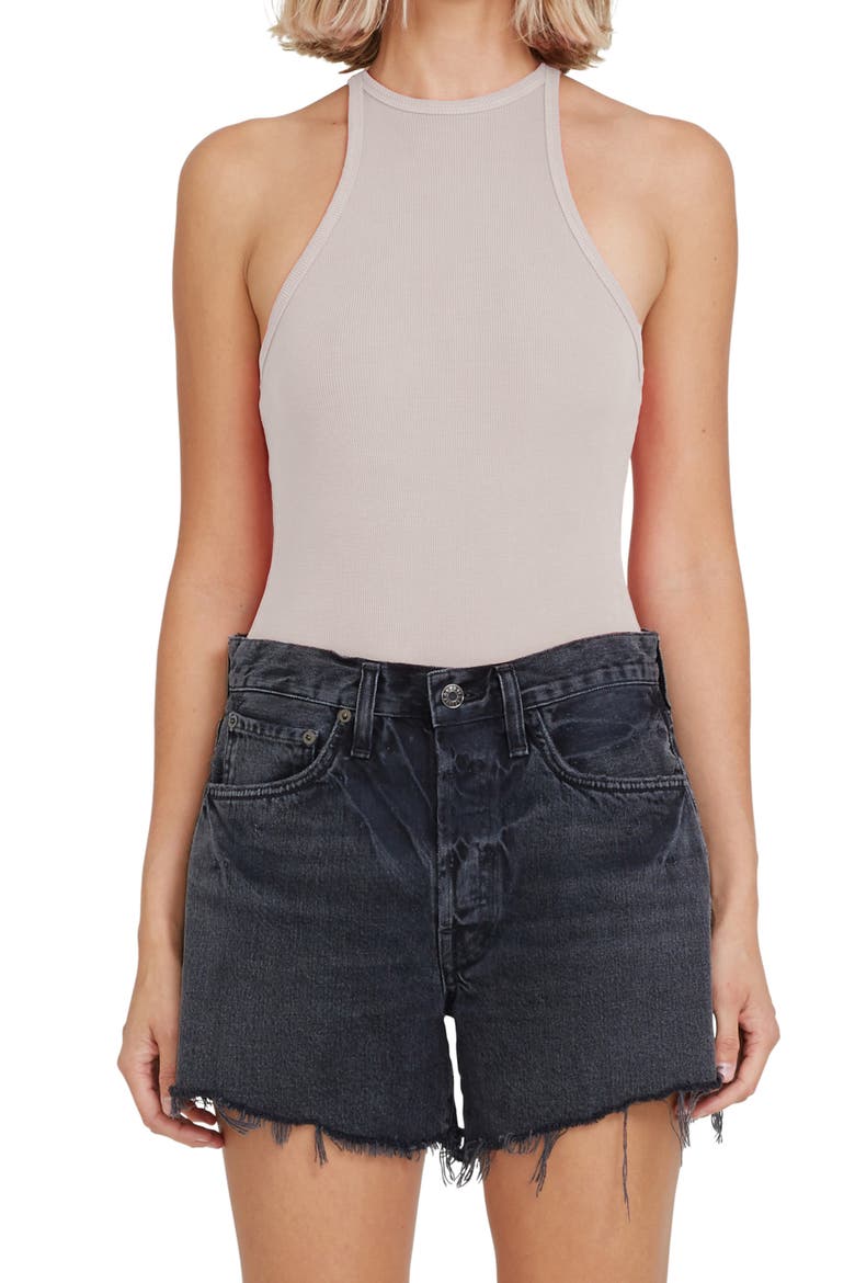 Rianne Rib Racerback Tank Bodysuit, Main, color, LATTE