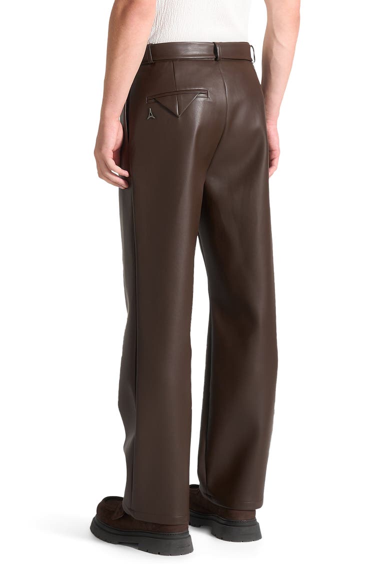 Serge Relaxed Fit Leather Pleated Trousers, Alternate, color, Brown