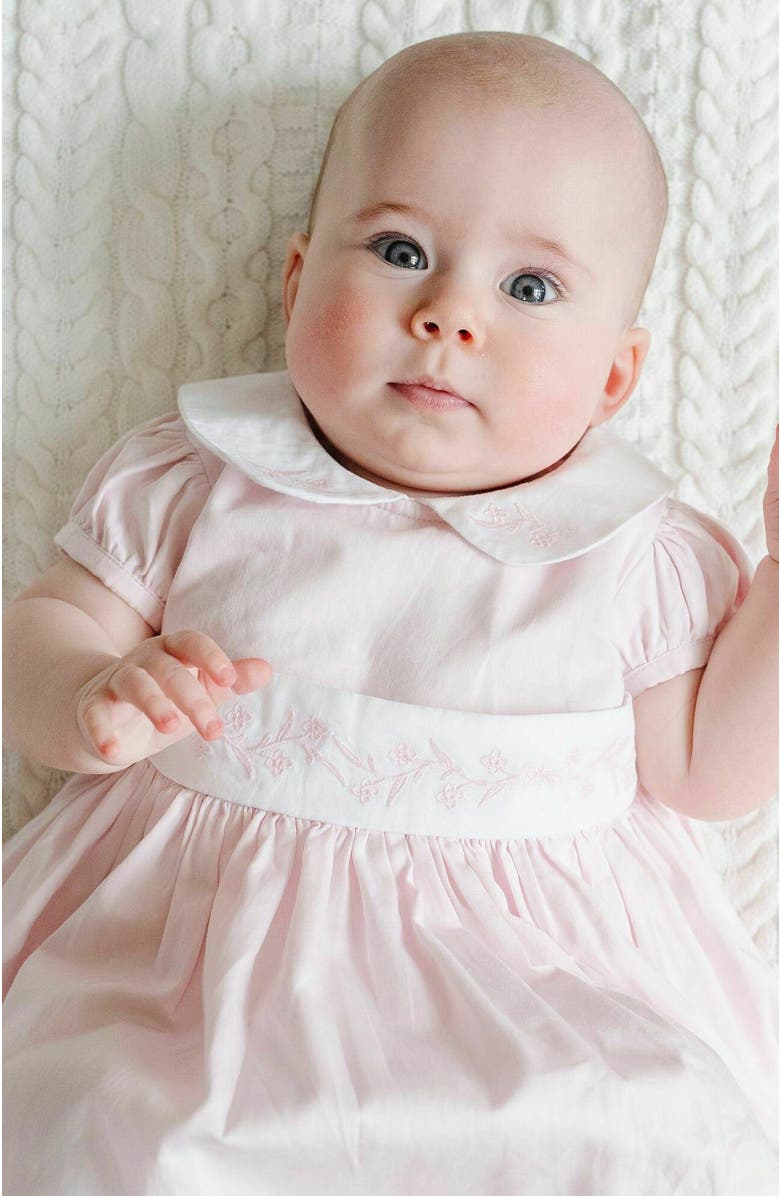 Hope & Henry Baby 3 Piece Sateen Dress with Peter Pan Collar and Bonnet Boxed Gift Set, Infant, Alternate, color,