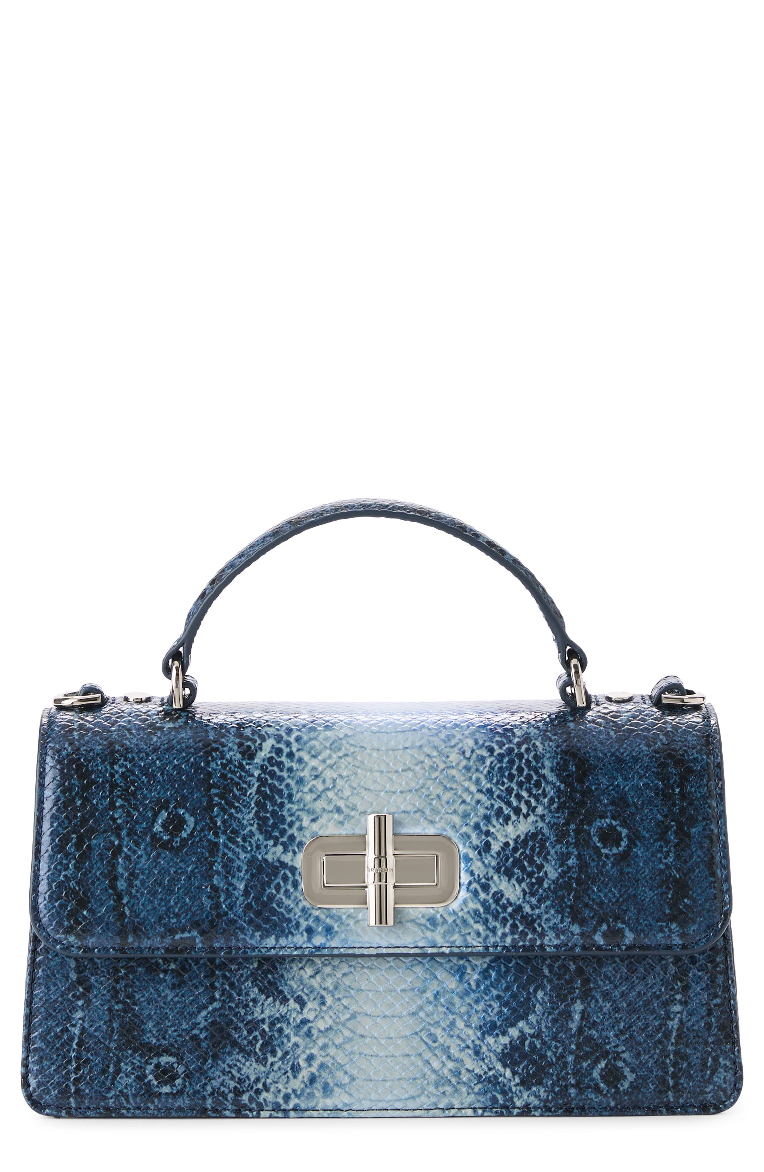 Genie Embossed Leather Top Handle Bag, Main, color, VINTAGE INDIGO