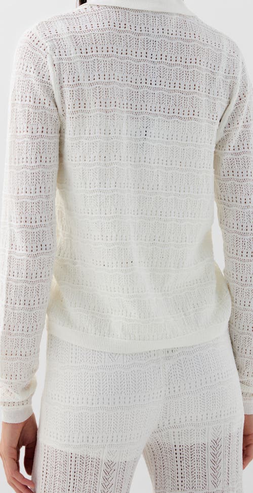 Scalpers Pointelle White Cardigan In White