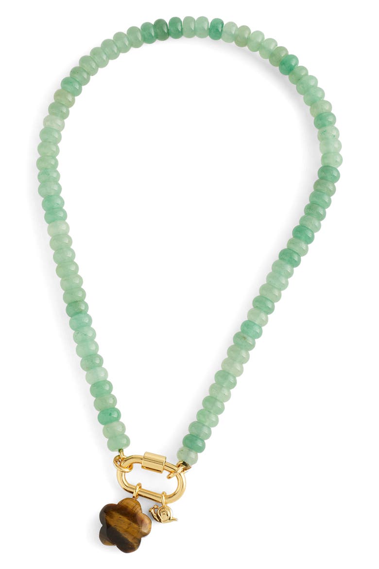 Snail Carabiner Beaded Necklace, Main, color, ANTIQUE JADE