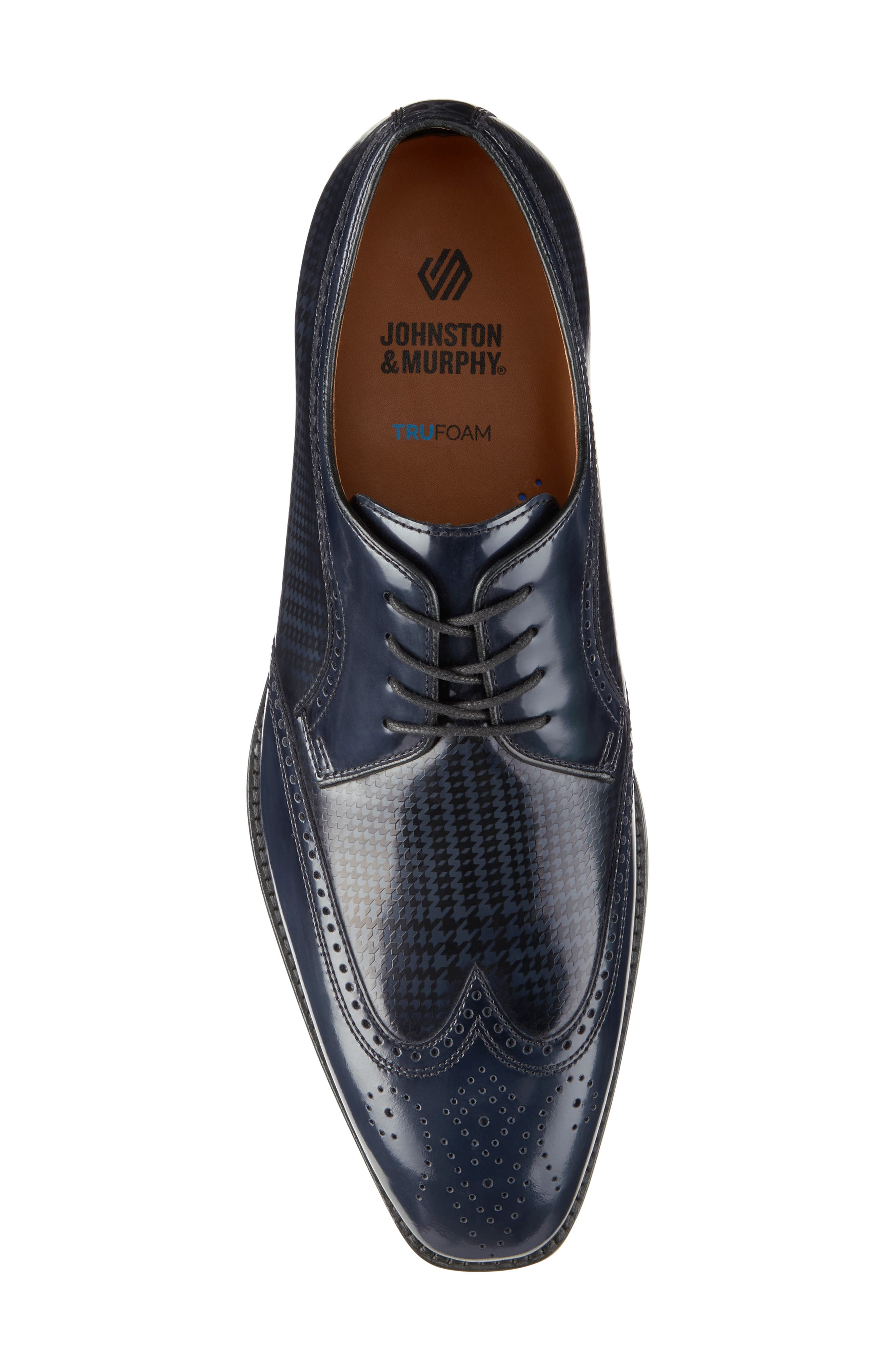 Johnston & Murphy Sullivan Wingtip Derby, Alternate, color, Black Brush-Off Houndstooth