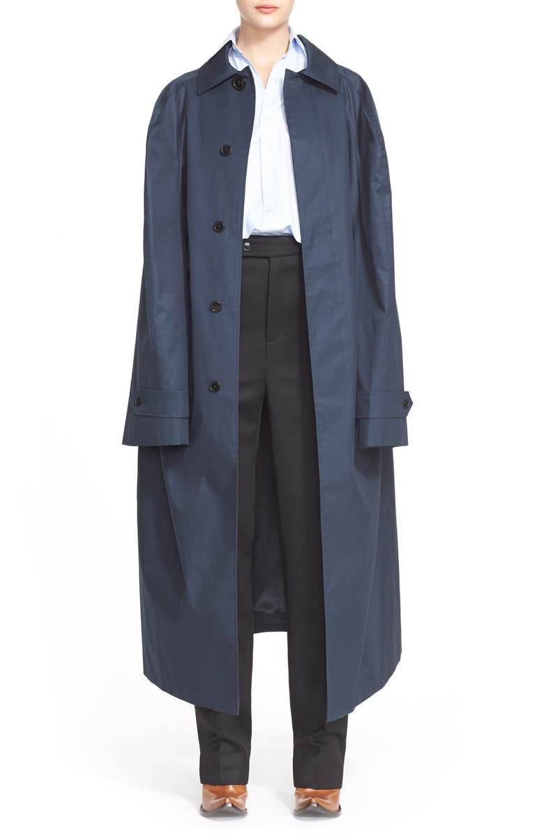 VETEMENTS Oversize Cotton Twill Trench Coat, Main, color, 