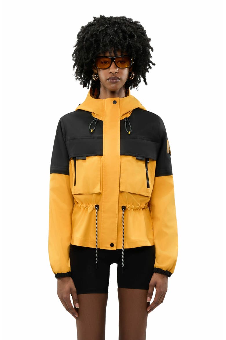 Women's Marmande Short Windbreaker with Removable Sleeves and Branded Extendable Hood, Main, color, Solar Yellow