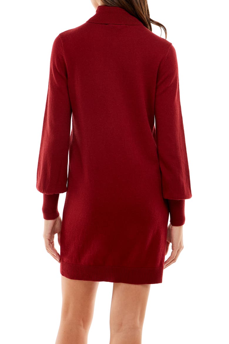 Morela Long Sleeve Turtleneck Sweater Dress, Alternate, color, WINE