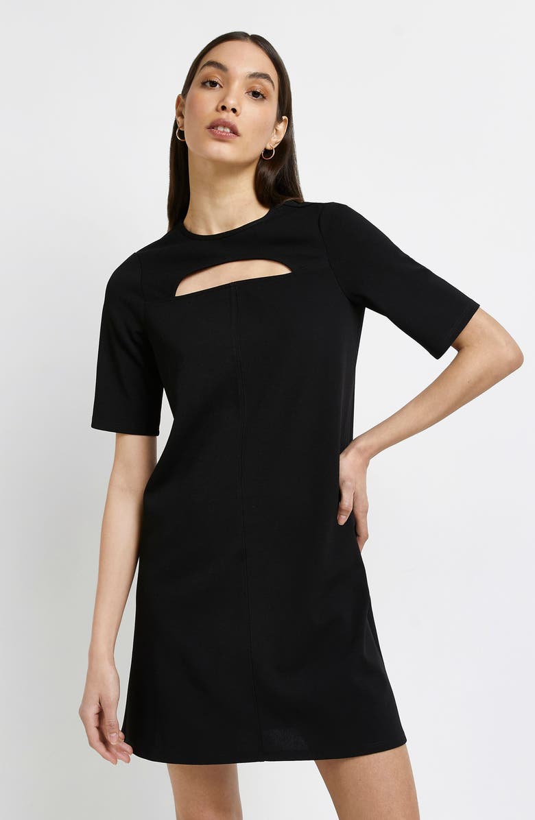 River Island Cutout Scuba Shift Dress, Alternate, color, 