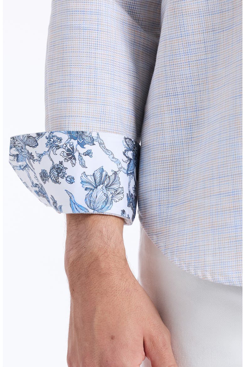 Edison Print Woven Button-Up Shirt, Alternate, color, SAND