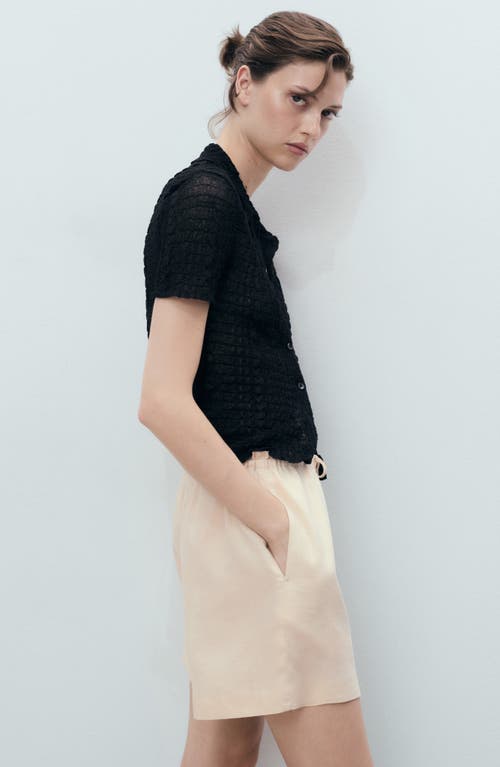 Mango Drawstring Waist Line Blend Shorts In Neutral