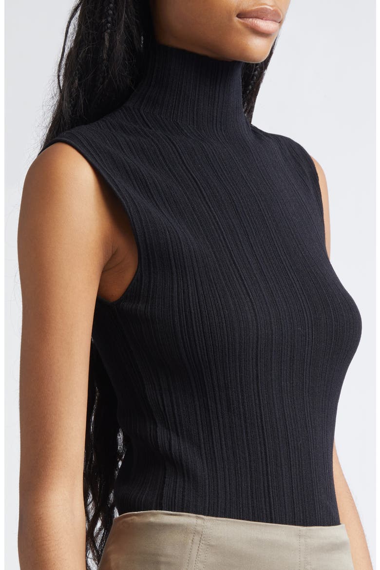 Federica Sleeveless Ribbed Funnel Neck Sweater, Alternate, color, BLACK
