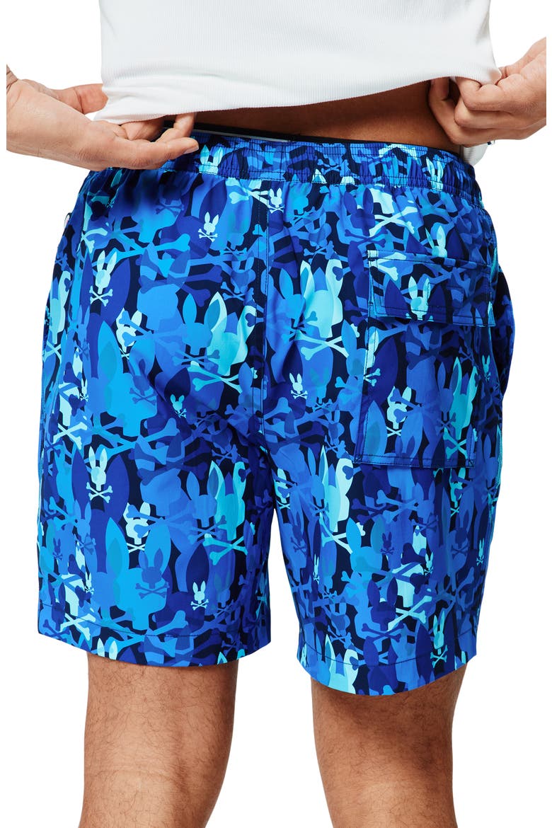 Tanner Camo Bunny Print 6-Inch Swim Trunks, Alternate, color, MULTI BLUE