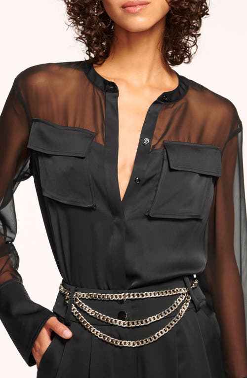 Ramy Brook Tia Mixed Media Button-up Shirt In Black