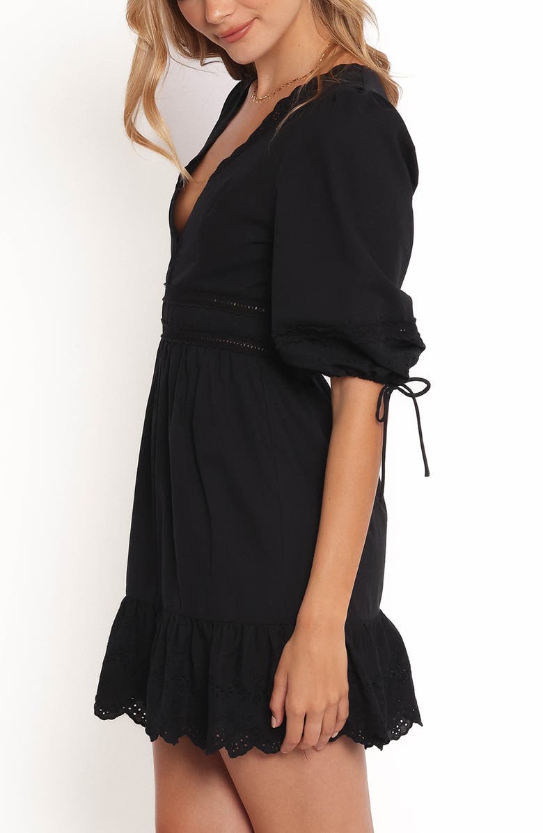 Petal & Pup Estella Lace Trim Minidress, Alternate, color, Black