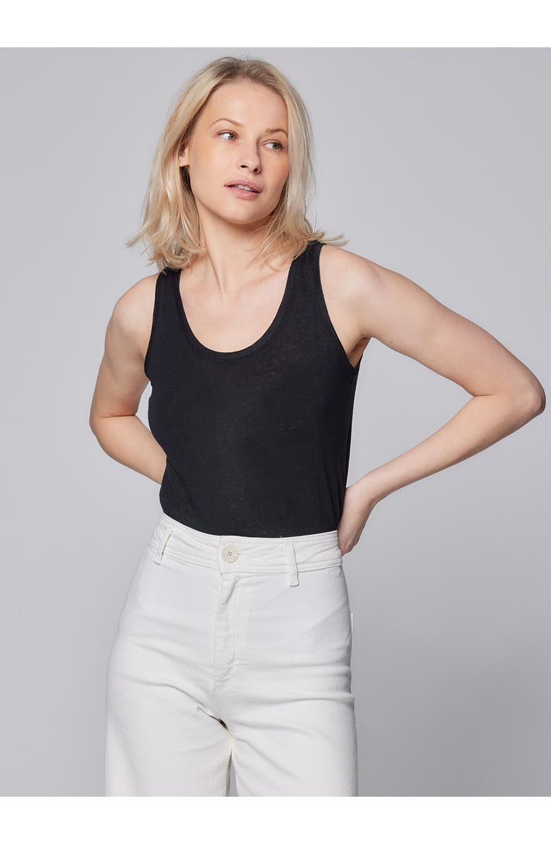 Majestic Filatures Stretch Linen Tank, Main, color, Noir