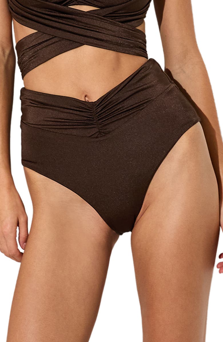 Reiss Maisie Metallic High Waist Bikini Botoms, Main, color, 