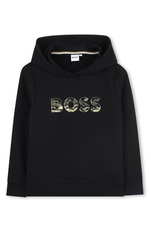BOSS Kidswear Kids' Cotton Blend Pullover Hoodie in Black  product