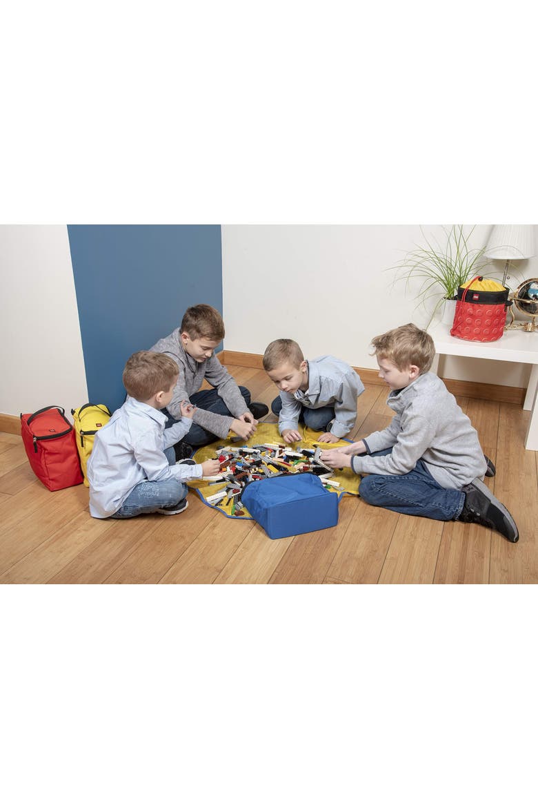 LEGO 4-Pc Tote And Play Mat, Alternate, color, Black/Yellow/Red/Blue
