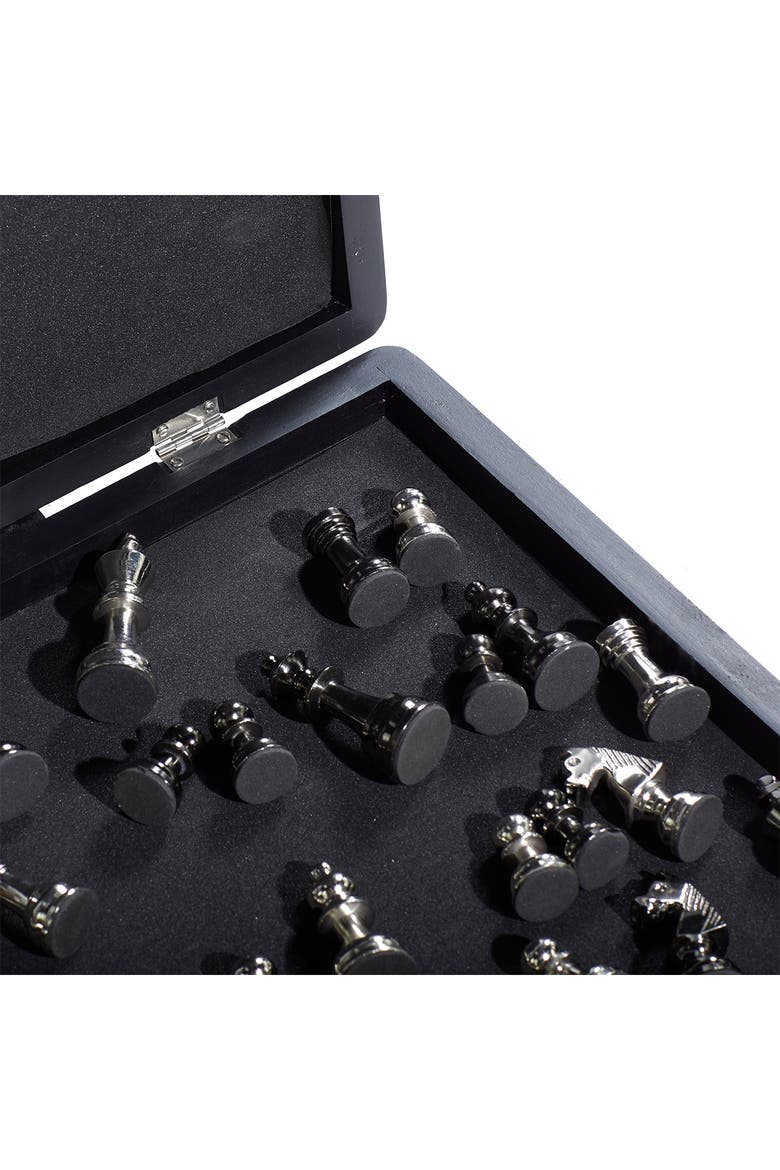 Black Aluminum Traditional Chess Game Set, Alternate, color, BLACK