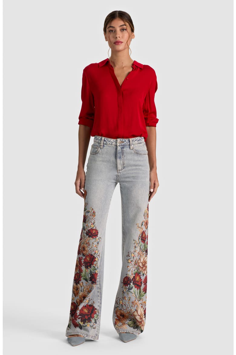 Chic High Waist Floral Embroidered Straight Leg Jeans, Alternate, color, RCKT FLRRD