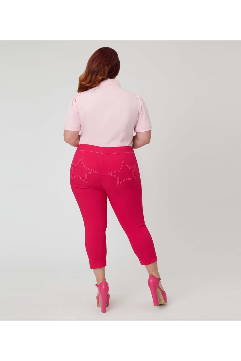 Plus Size Kitschy Shaped Pocket Smarty Pants Capris, Alternate, color, Pink Solid