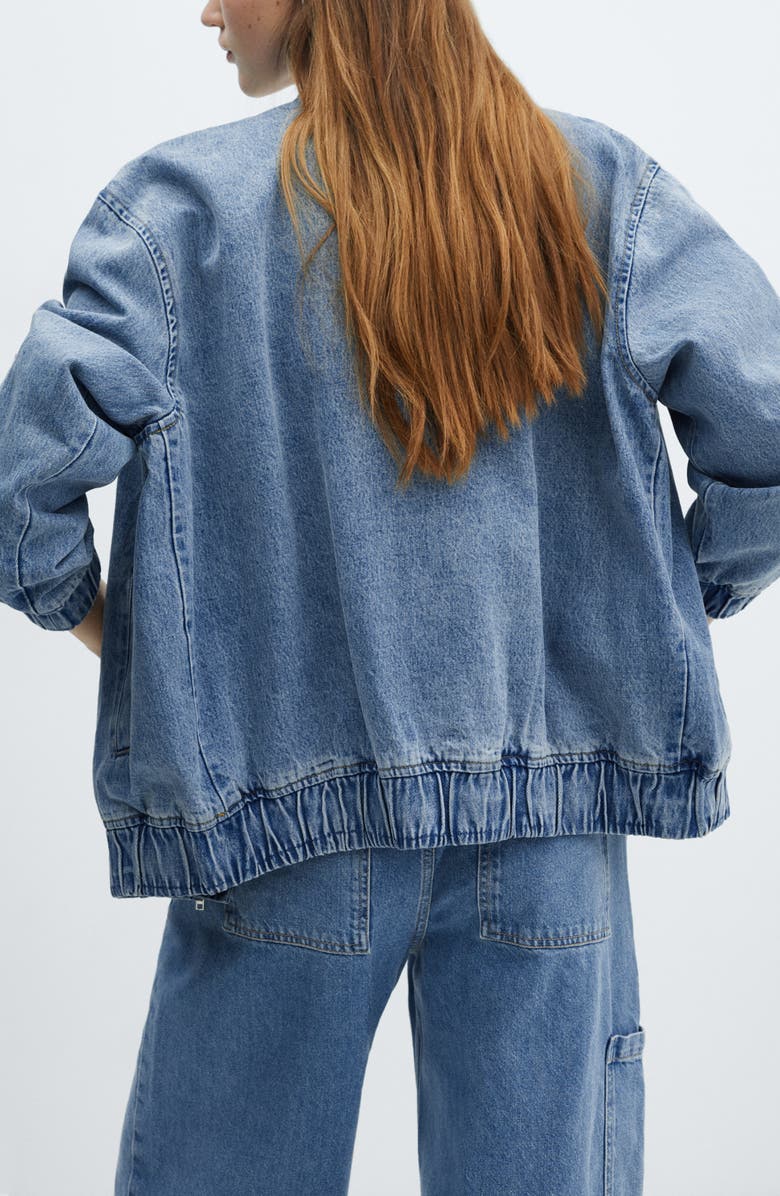 MANGO Denim Bomber Jacket, Alternate, color, 