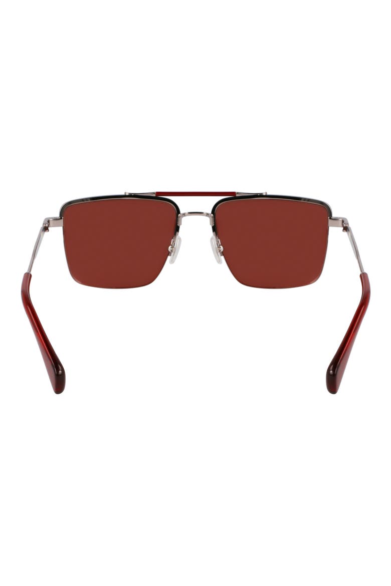 Landor 55mm Rectangular Sunglasses, Alternate, color, GUNMETAL/ RED