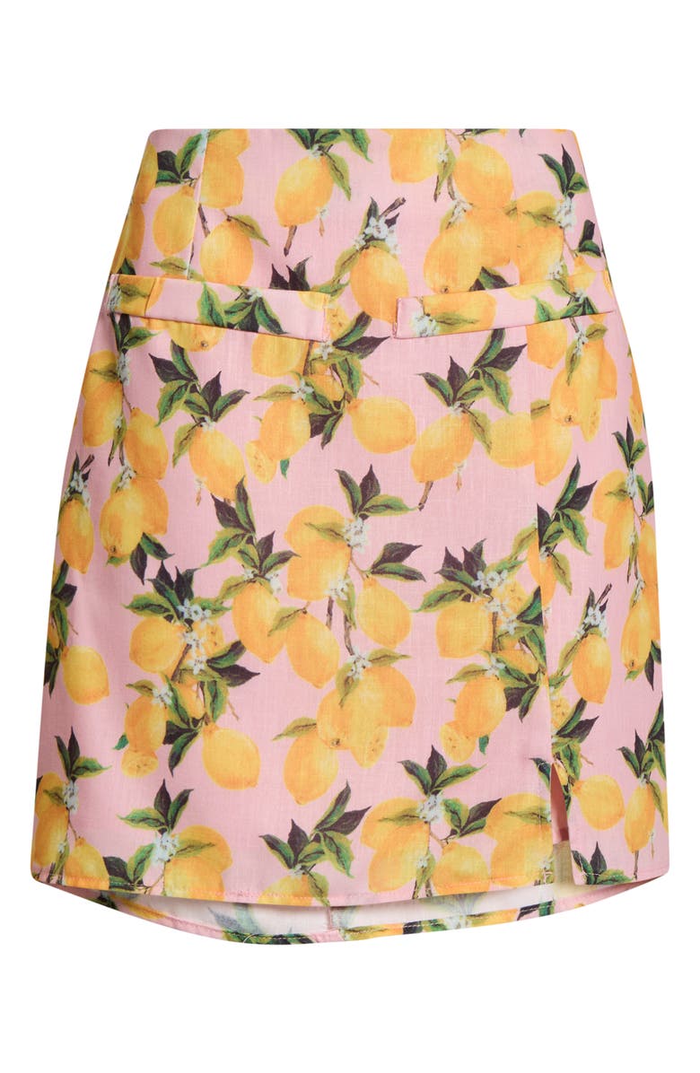 SUGARLIPS Desery Lemon Print Miniskirt, Main, color, 