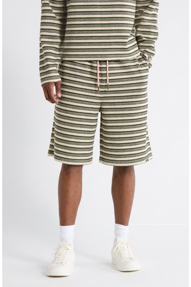 Speak Striped Knit Shorts, Main, color, OLIVE