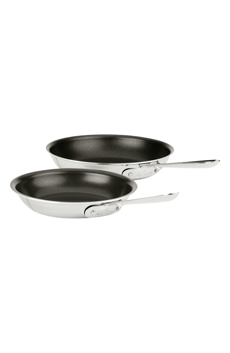 All-Clad D3 Pro Set of 2 Nonstick Fry Pans, Main, color, Silver