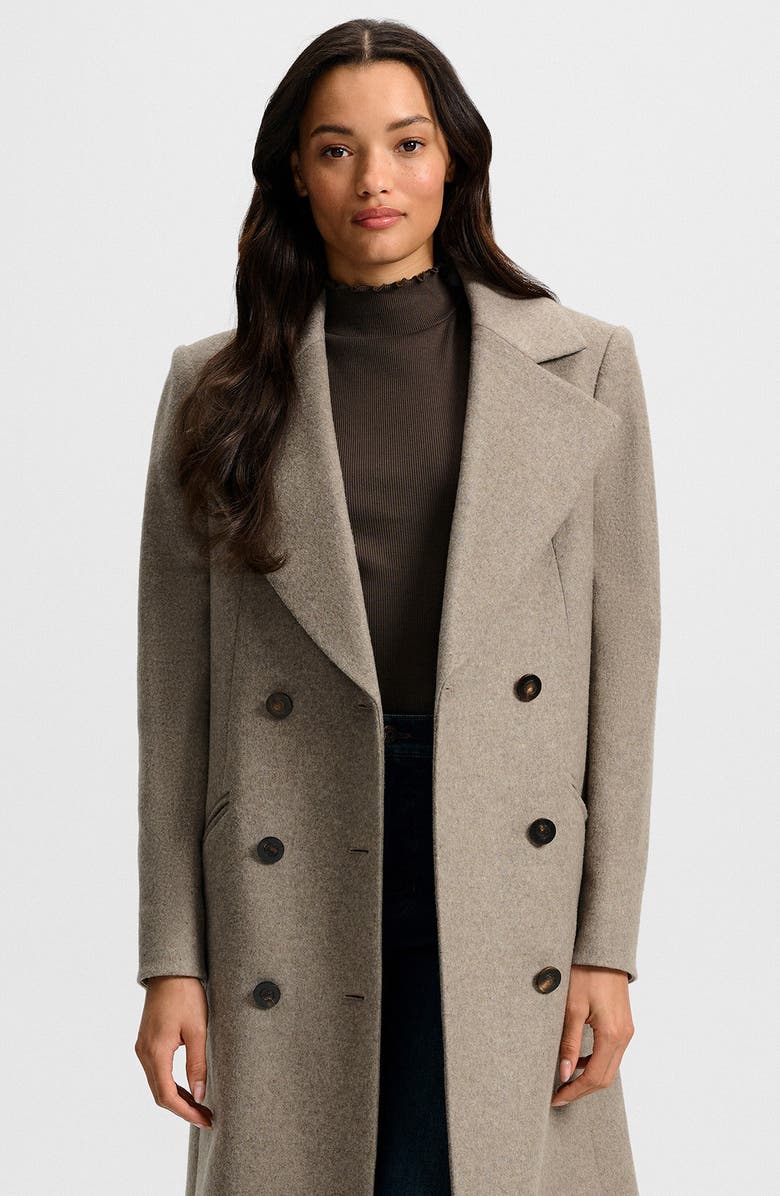Veronica Beard Seth Notch Collar Dickey Coat, Alternate, color, Taupe Melange
