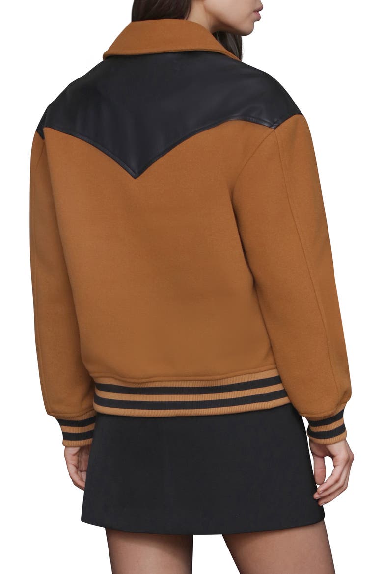 Oversize Western Varsity Jacket, Alternate, color, DARK CAMELBLACK