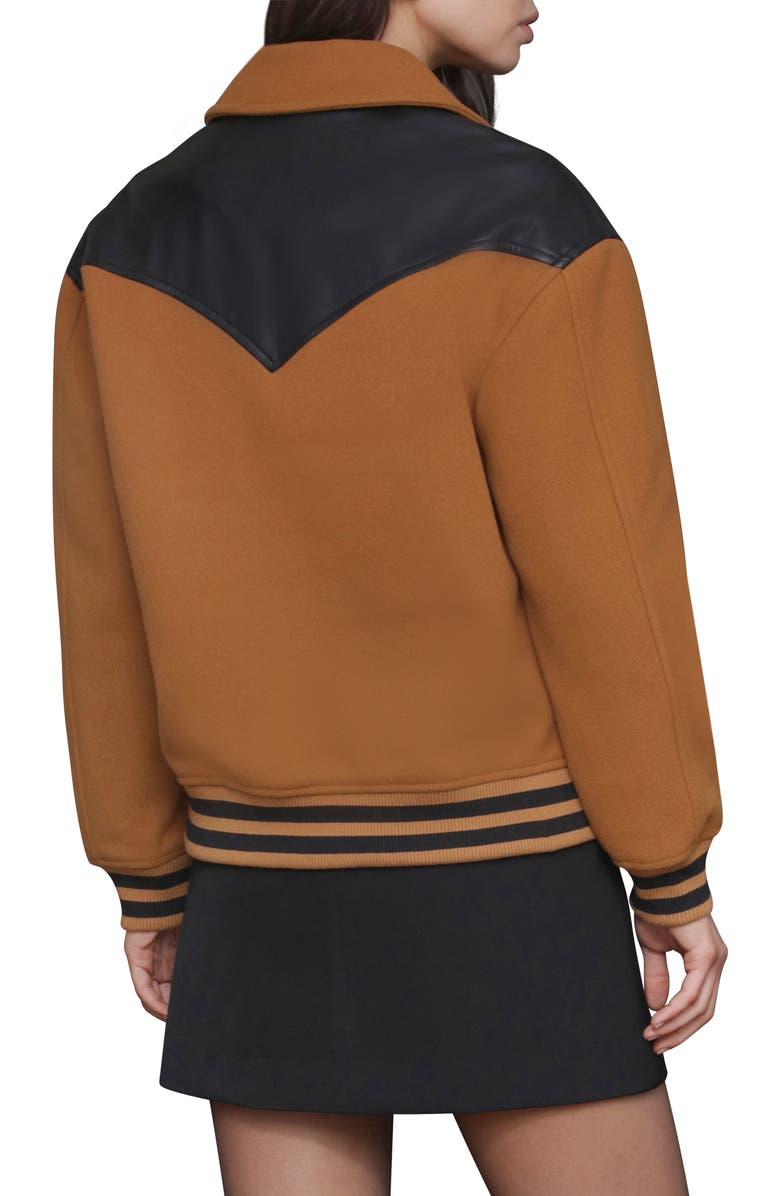 Avec Les Filles Oversize Western Varsity Jacket, Alternate, color, Dark Camelblack