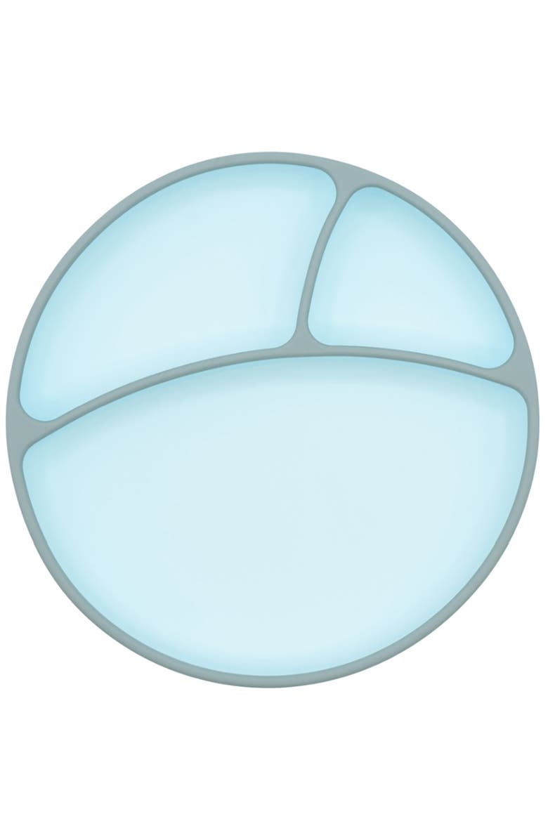 WeeSprout Silicone Suction Plate, Baby Plate with Suction Cup, Divided Dish for Kids, Toddlers, Main, color, Matte Green/Sky