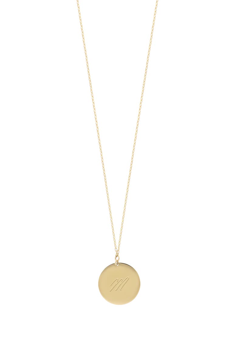 14K Gold Engravable Dog Tag Disc Pendant Necklace (Nordstrom Exclusive), Alternate, color, 14K YELLOW GOLD - FONT 1